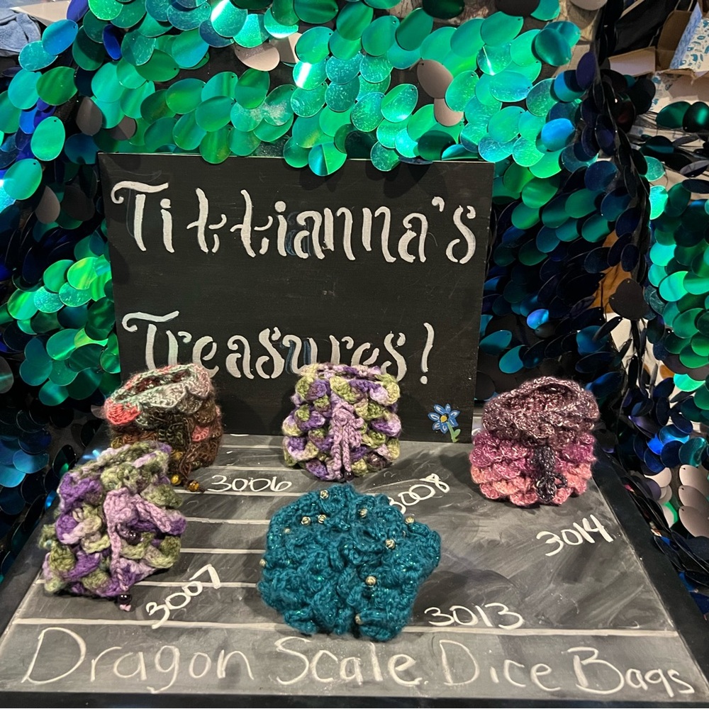 Crochet Dragon/Mermaid Scale Dice Bags